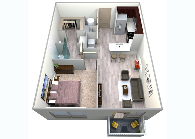 1 Bedroom 1 Bathroom Apartment for rent at Azure Houston Apartments in Houston, TX