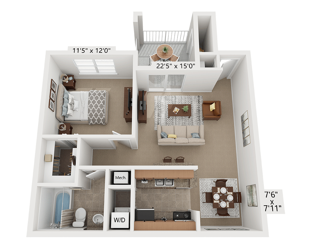 1 Bedroom 1 Bathroom Apartment for rent at Lakewood Place in Brandon, FL