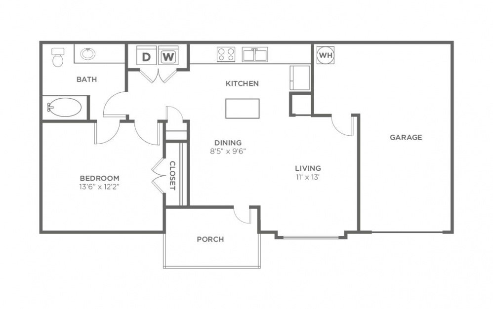 1 Bedroom 1 Bathroom Apartment for rent at Cottages At South Acres in Houston, TX