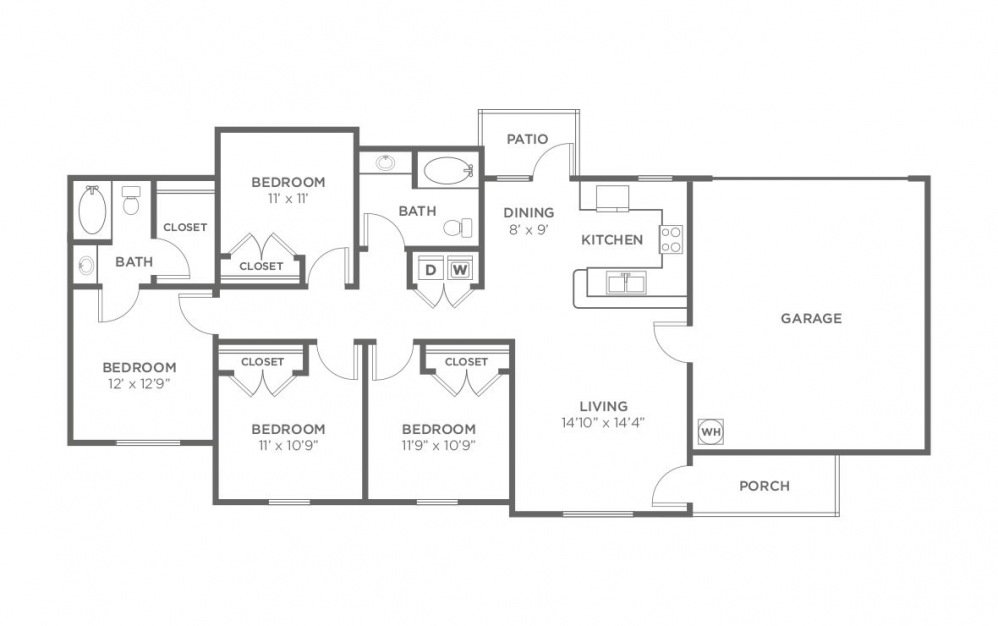 4 Bedrooms 2 Bathrooms Apartment for rent at Cottages At South Acres in Houston, TX