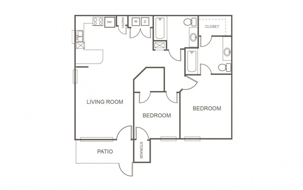 2 Bedrooms 2 Bathrooms Apartment for rent at Fountains At Tidwell in Houston, TX
