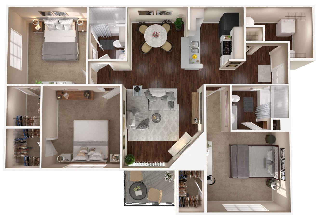 3 Bedrooms 2 Bathrooms Apartment for rent at The Lakes Apartments in Indianapolis, IN
