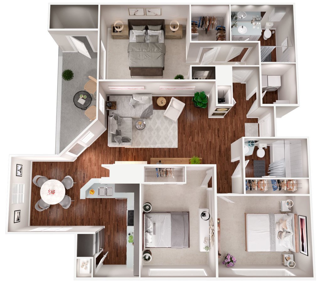 3 Bedrooms 2 Bathrooms Apartment for rent at Castle Creek Apartments in Indianapolis, IN