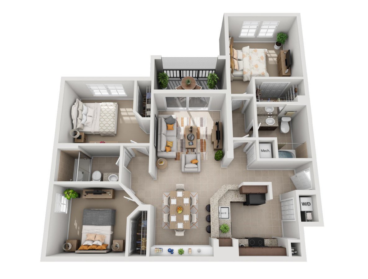 3 Bedrooms 2 Bathrooms Apartment for rent at Sierra Grande Apartments in Naples, FL
