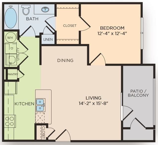 1 Bedroom 1 Bathroom Apartment for rent at The Curve At Crescent Pointe in College Station, TX
