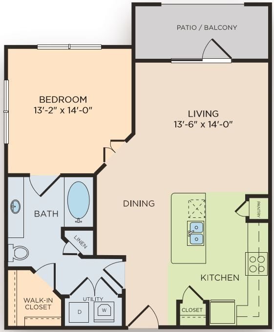 1 Bedroom 1 Bathroom Apartment for rent at The Curve At Crescent Pointe in College Station, TX