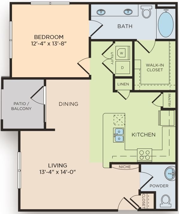 1 Bedroom 1 Bathroom Apartment for rent at The Curve At Crescent Pointe in College Station, TX