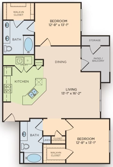 2 Bedrooms 2 Bathrooms Apartment for rent at The Curve At Crescent Pointe in College Station, TX