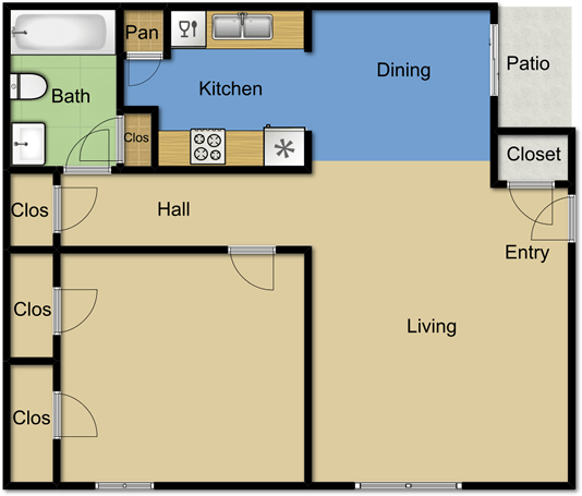 1 Bedroom 1 Bathroom Apartment for rent at Vista Park Apartments in Dallas, TX