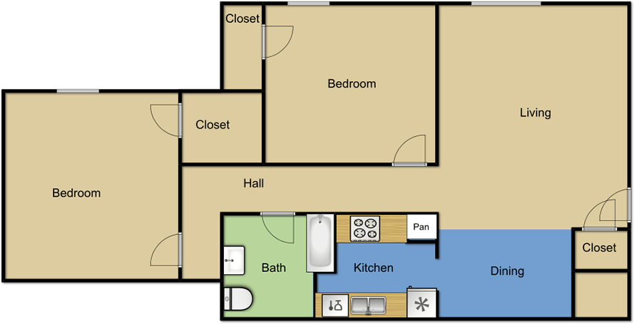 2 Bedrooms 1 Bathroom Apartment for rent at Vista Park Apartments in Dallas, TX