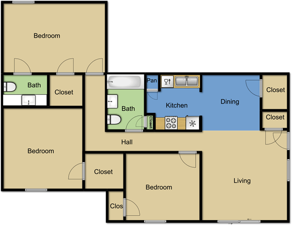3 Bedrooms 2 Bathrooms Apartment for rent at Vista Park Apartments in Dallas, TX