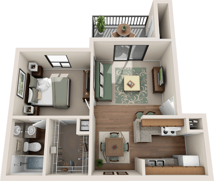 1 Bedroom 1 Bathroom Apartment for rent at RiverCrest Apartments in Waco, TX