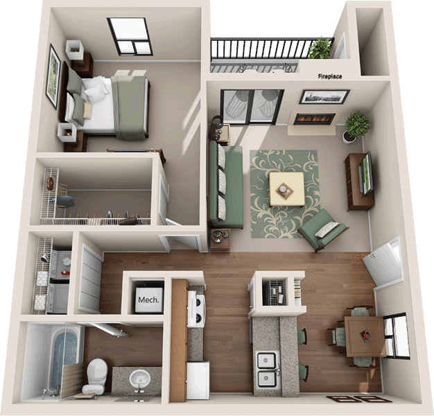 1 Bedroom 1 Bathroom Apartment for rent at RiverCrest Apartments in Waco, TX