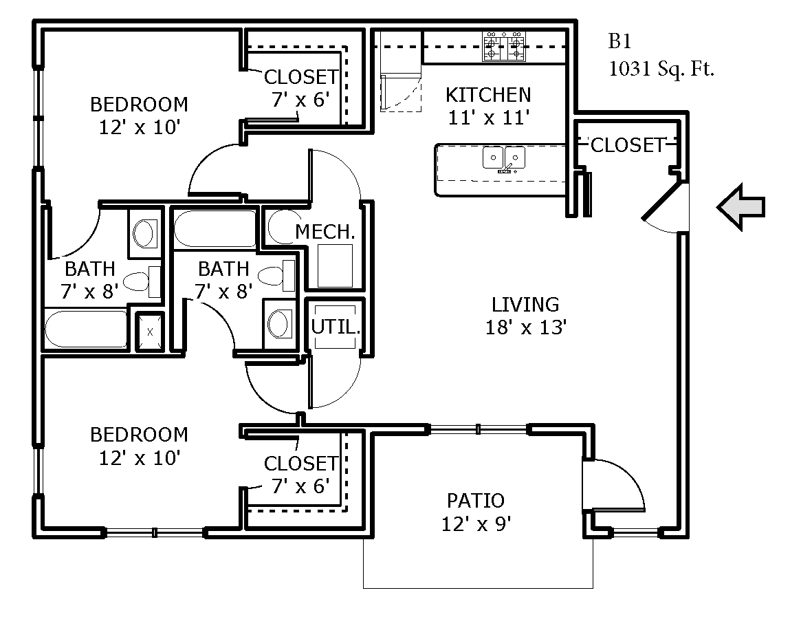 2 Bedrooms 2 Bathrooms Apartment for rent at Backwater Cove in Fayetteville, AR