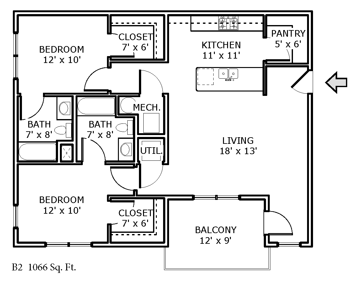2 Bedrooms 2 Bathrooms Apartment for rent at Backwater Cove in Fayetteville, AR