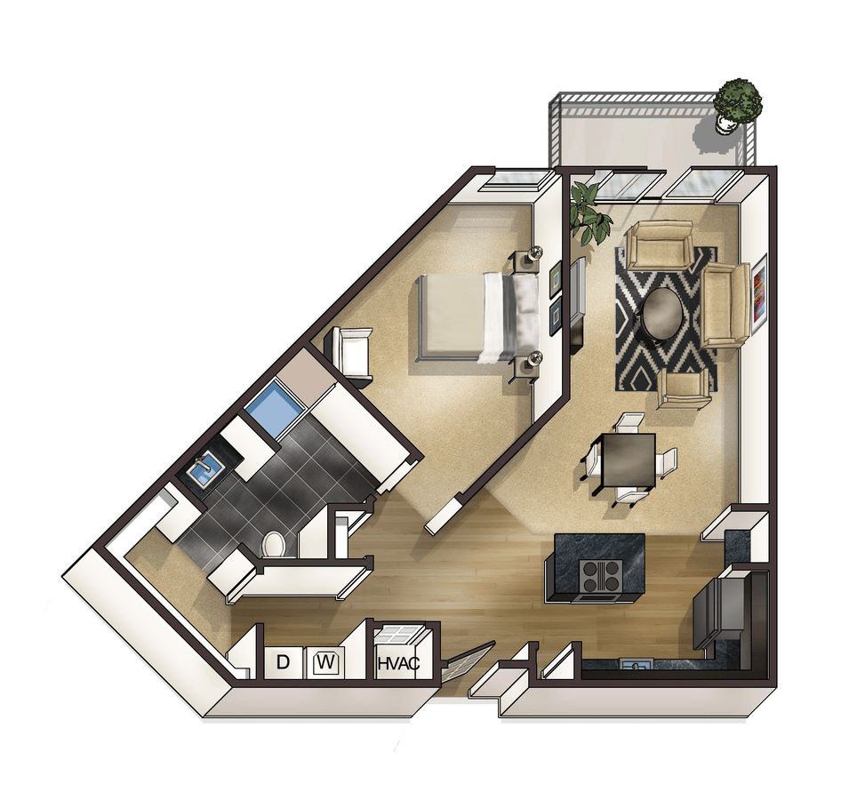 1 Bedroom 1 Bathroom Apartment for rent at Bellrock Bishop Arts in Dallas, TX
