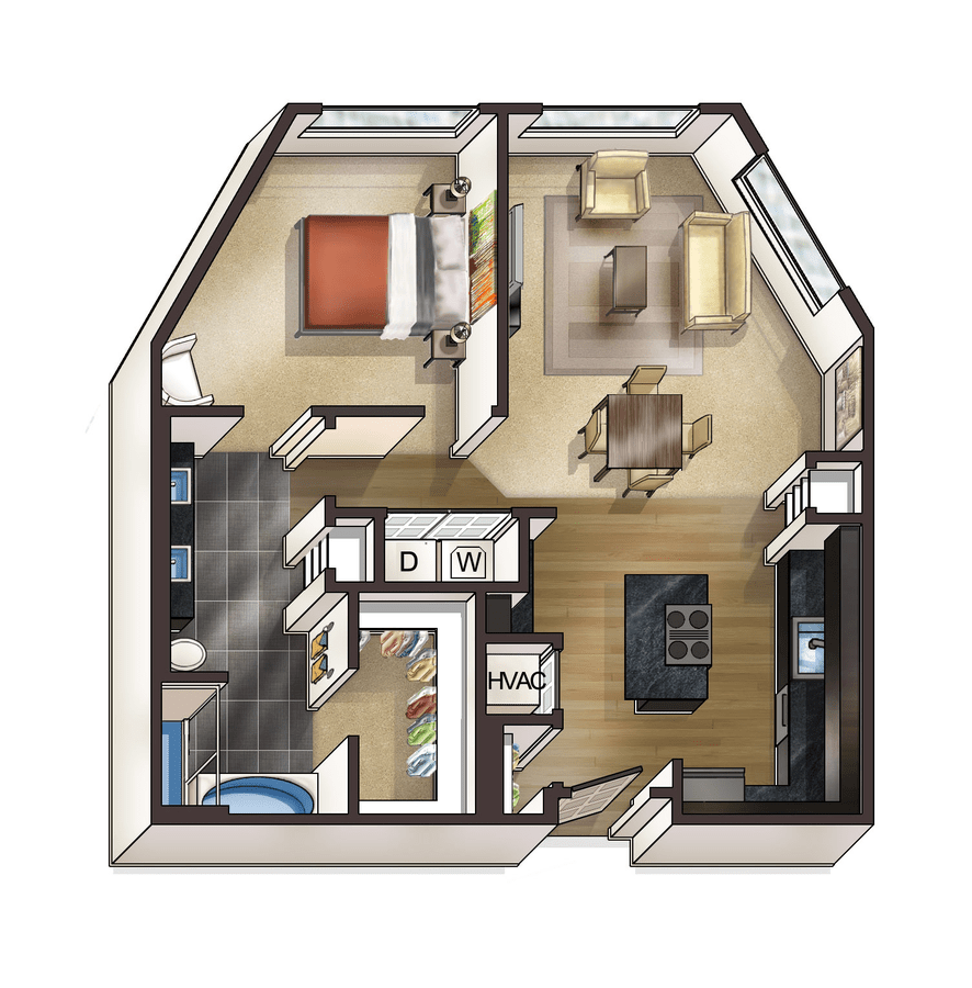 1 Bedroom 1 Bathroom Apartment for rent at Bellrock Bishop Arts in Dallas, TX