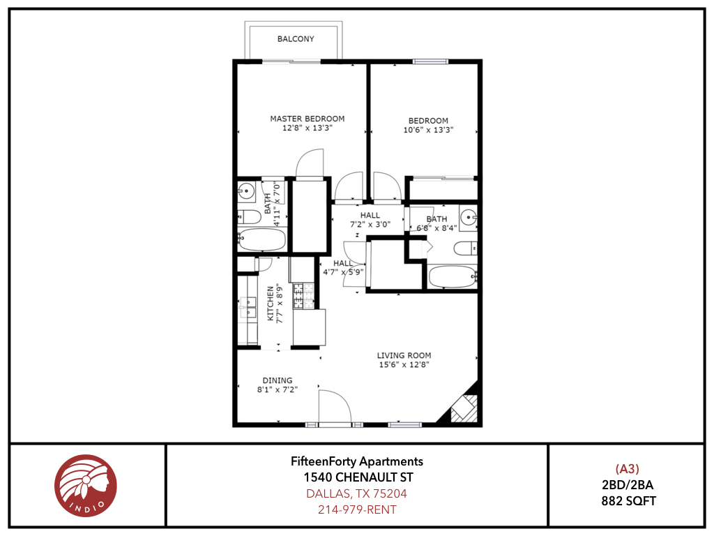 2 Bedrooms 2 Bathrooms Apartment for rent at Fifteen Forty Apartments in Dallas, TX