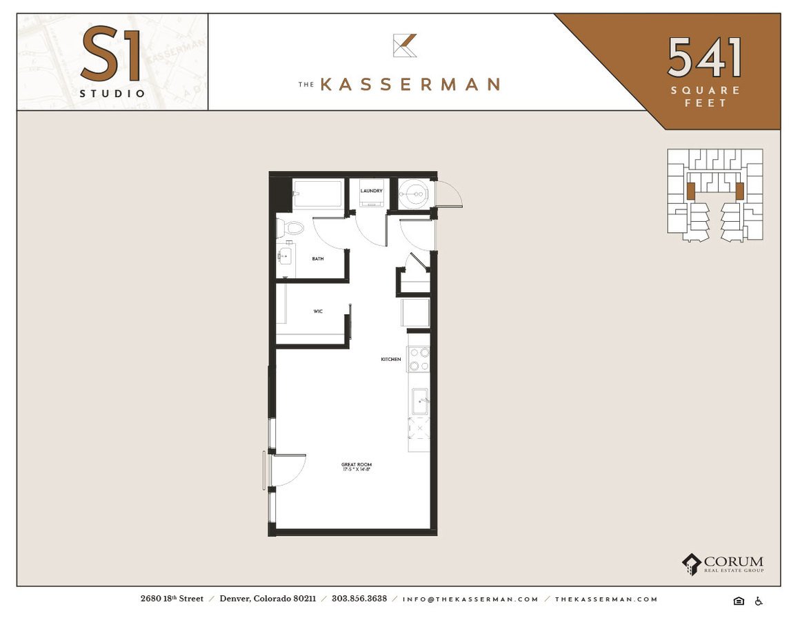 Studio 1 Bathroom Apartment for rent at The Kasserman in Denver, CO