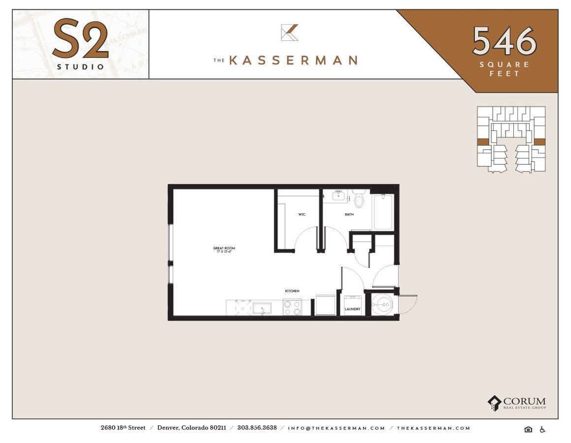 Studio 1 Bathroom Apartment for rent at The Kasserman in Denver, CO