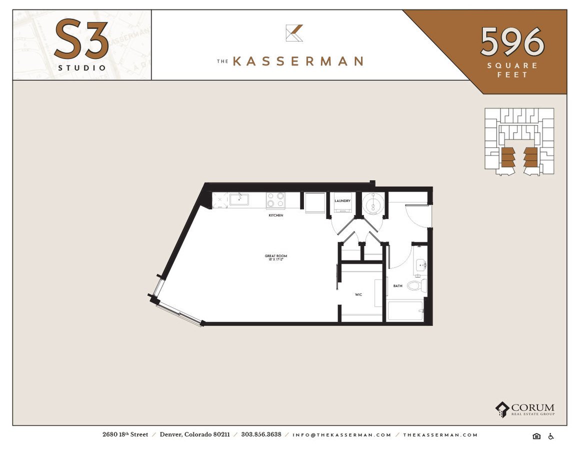 Studio 1 Bathroom Apartment for rent at The Kasserman in Denver, CO