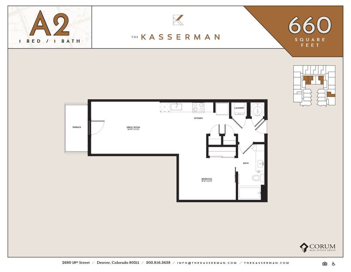 1 Bedroom 1 Bathroom Apartment for rent at The Kasserman in Denver, CO