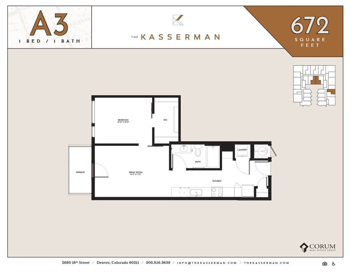 1 Bedroom 1 Bathroom Apartment for rent at The Kasserman in Denver, CO
