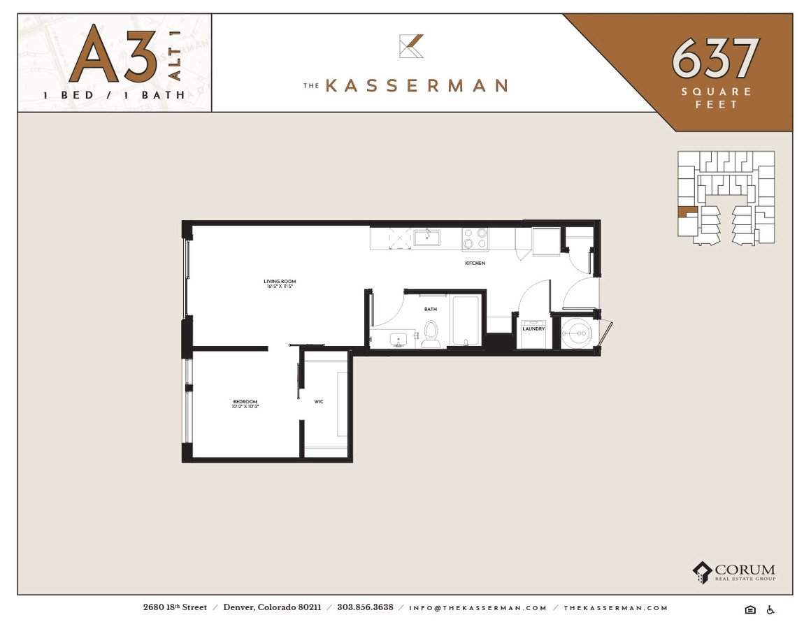 1 Bedroom 1 Bathroom Apartment for rent at The Kasserman in Denver, CO