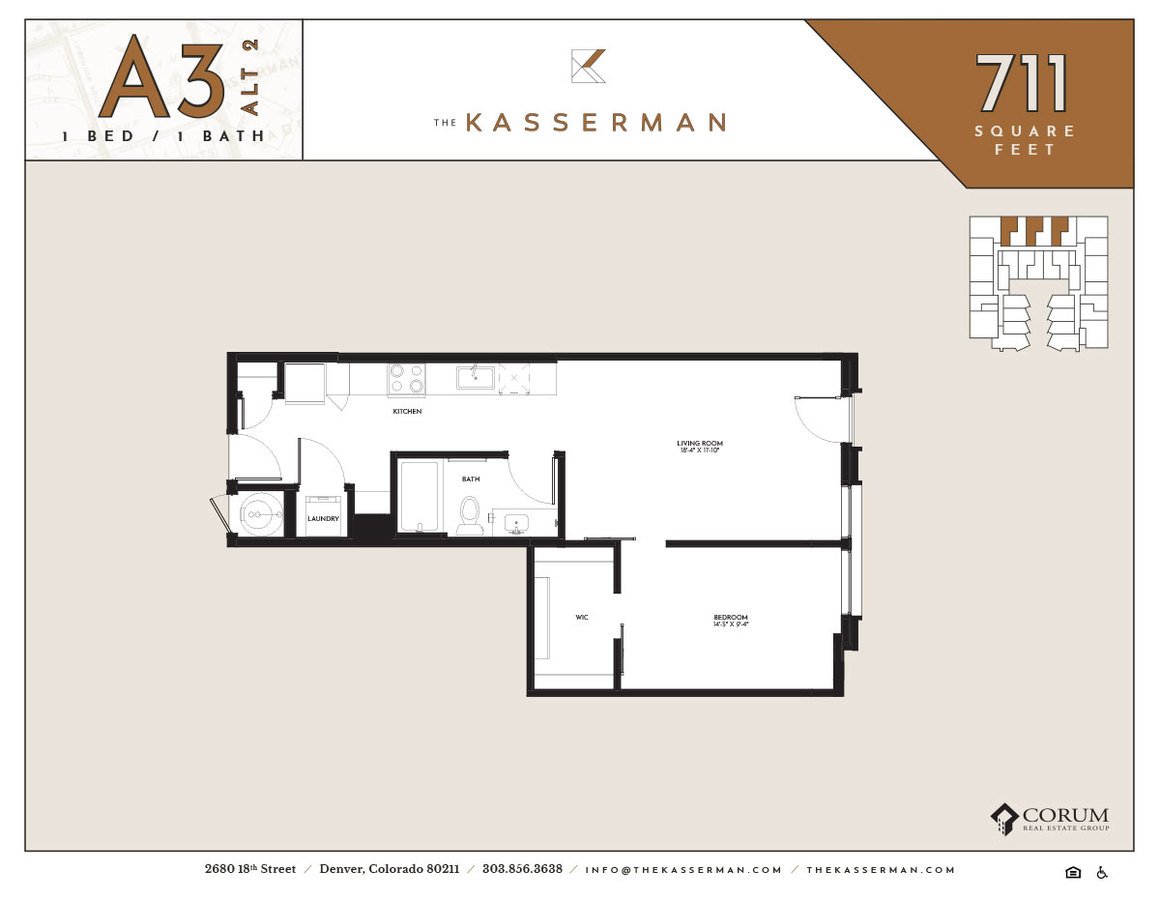 1 Bedroom 1 Bathroom Apartment for rent at The Kasserman in Denver, CO