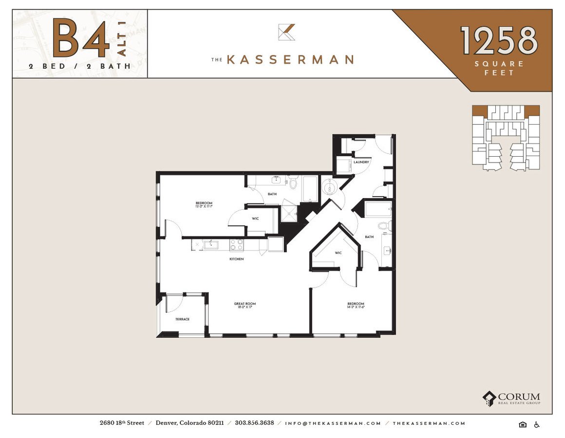 2 Bedrooms 2 Bathrooms Apartment for rent at The Kasserman in Denver, CO