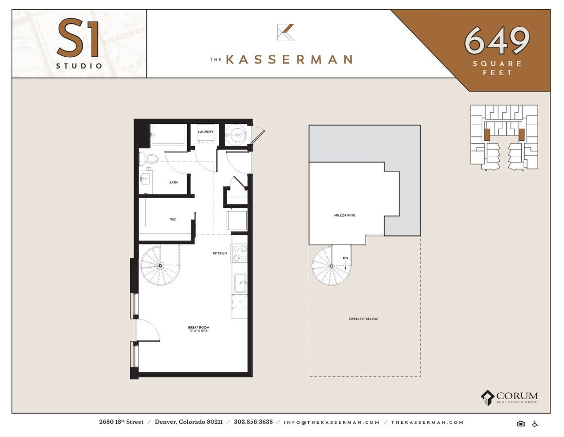 Studio 1 Bathroom Apartment for rent at The Kasserman in Denver, CO