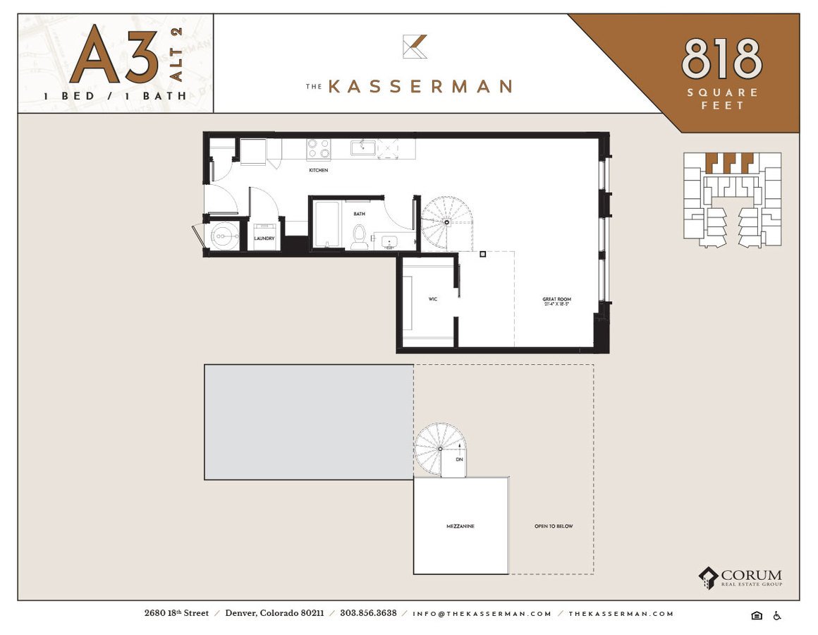 1 Bedroom 1 Bathroom Apartment for rent at The Kasserman in Denver, CO
