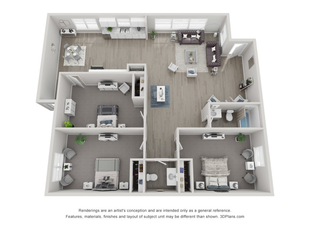 3 Bedrooms 2 Bathrooms Apartment for rent at Charlotte 360 Apartments in Charlotte, NC