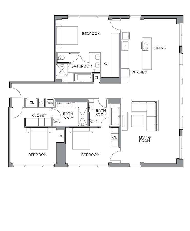 3 Bedrooms 3 Bathrooms Apartment for rent at Presidential City in Philadelphia, PA