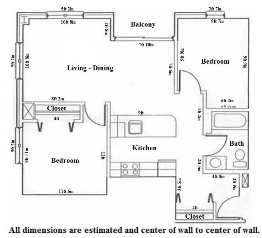 2 Bedrooms 1 Bathroom Apartment for rent at Odessa in Madison, WI