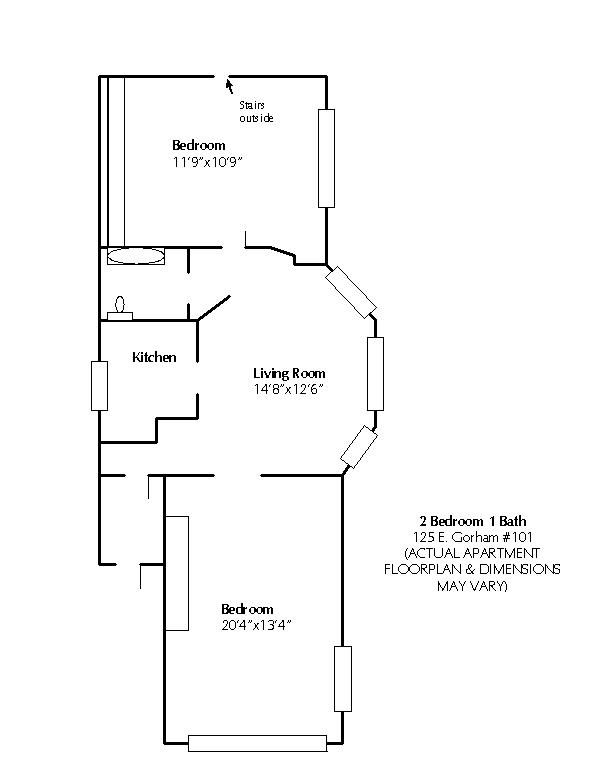 2 Bedrooms 1 Bathroom Apartment for rent at 125 E Gorham in Madison, WI