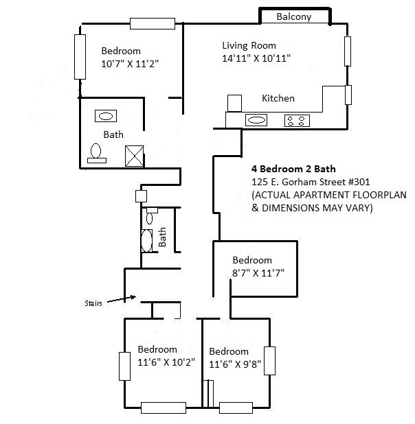 4 Bedrooms 2 Bathrooms Apartment for rent at 125 E Gorham in Madison, WI