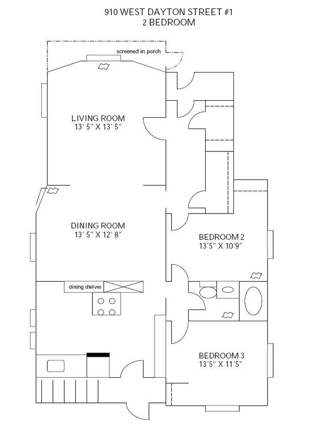 2 Bedrooms 1 Bathroom Apartment for rent at 908-912 W Dayton in Madison, WI