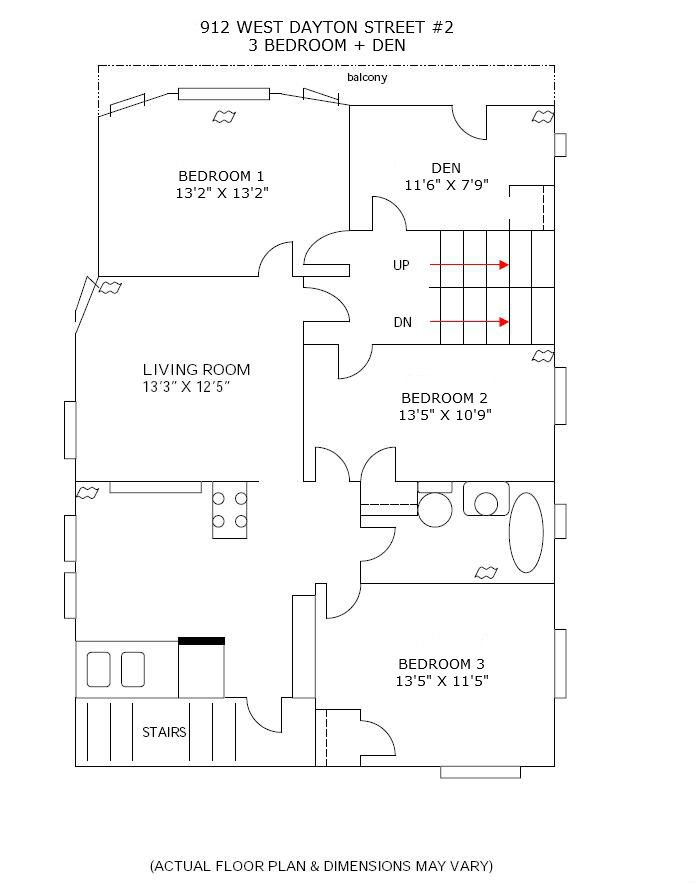 3 Bedrooms 1 Bathroom Apartment for rent at 908-912 W Dayton in Madison, WI