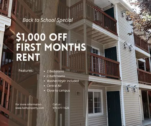 $1000 Off First Month's Rent! - 2-bed, 2-bath Condo Just Steps From Csu Campus Apartment for rent in Fort Collins, CO