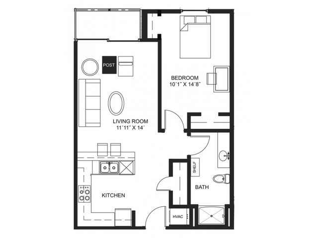 1 Bedroom 1 Bathroom Apartment for rent at Lucky in Madison, WI