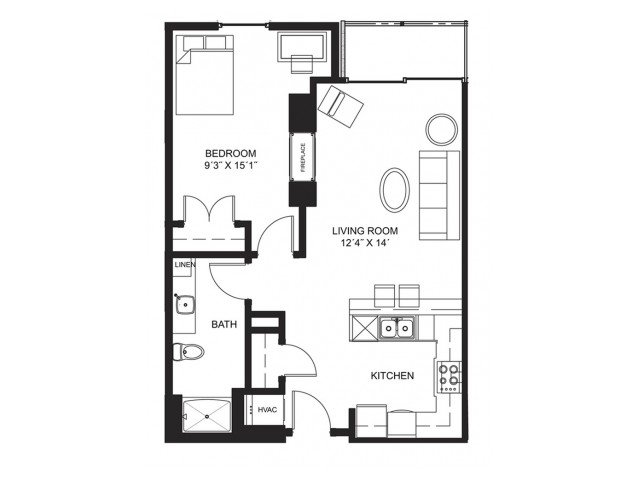 1 Bedroom 1 Bathroom Apartment for rent at Lucky in Madison, WI