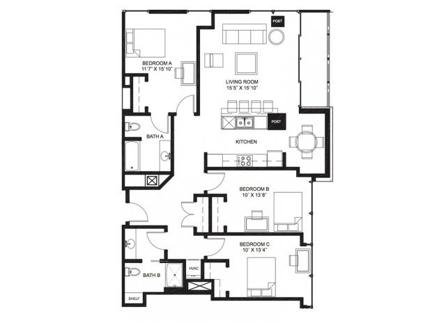 3 Bedrooms 2 Bathrooms Apartment for rent at Lucky in Madison, WI