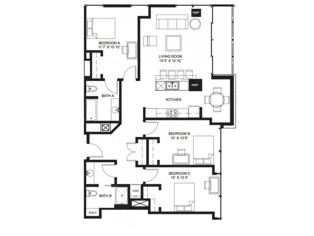 1 Bedroom 1 Bathroom Apartment for rent at Lucky in Madison, WI