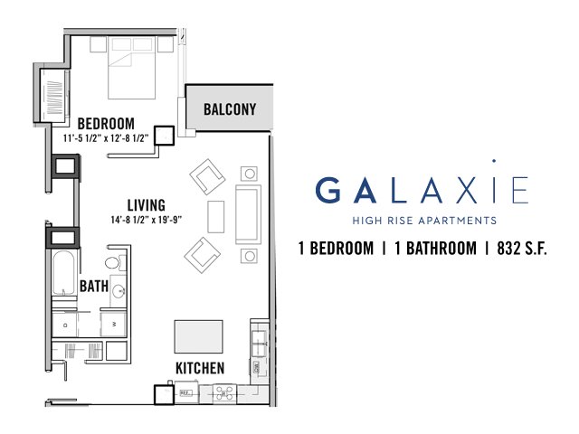 1 Bedroom 1 Bathroom Apartment for rent at Galaxie in Madison, WI
