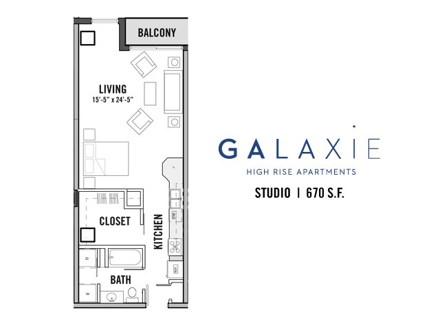 Studio 1 Bathroom Apartment for rent at Galaxie in Madison, WI