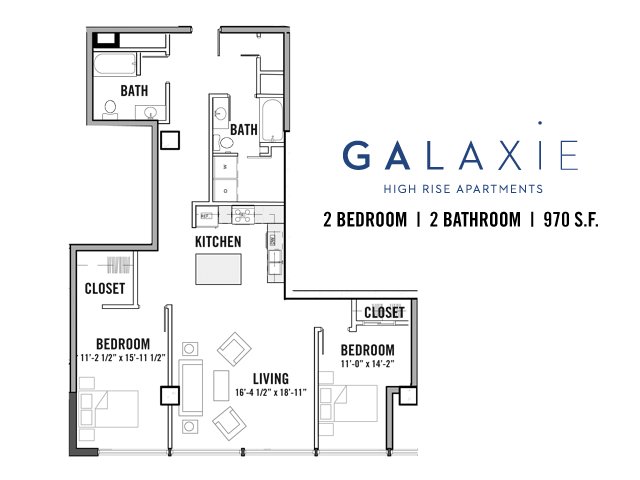 2 Bedrooms 2 Bathrooms Apartment for rent at Galaxie in Madison, WI