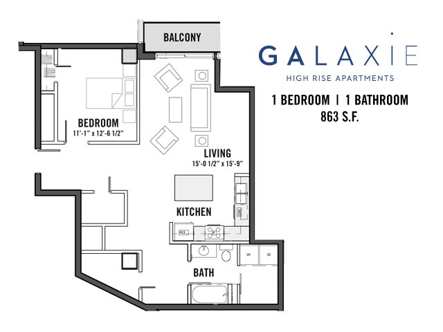 1 Bedroom 1 Bathroom Apartment for rent at Galaxie in Madison, WI