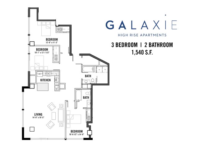 3 Bedrooms 2 Bathrooms Apartment for rent at Galaxie in Madison, WI