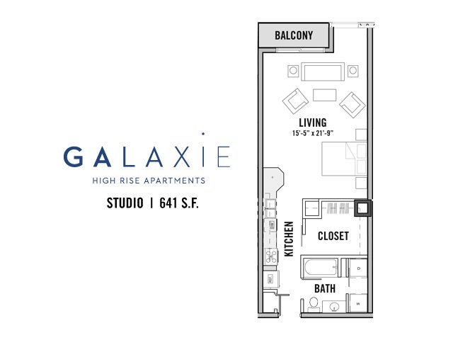 Studio 1 Bathroom Apartment for rent at Galaxie in Madison, WI